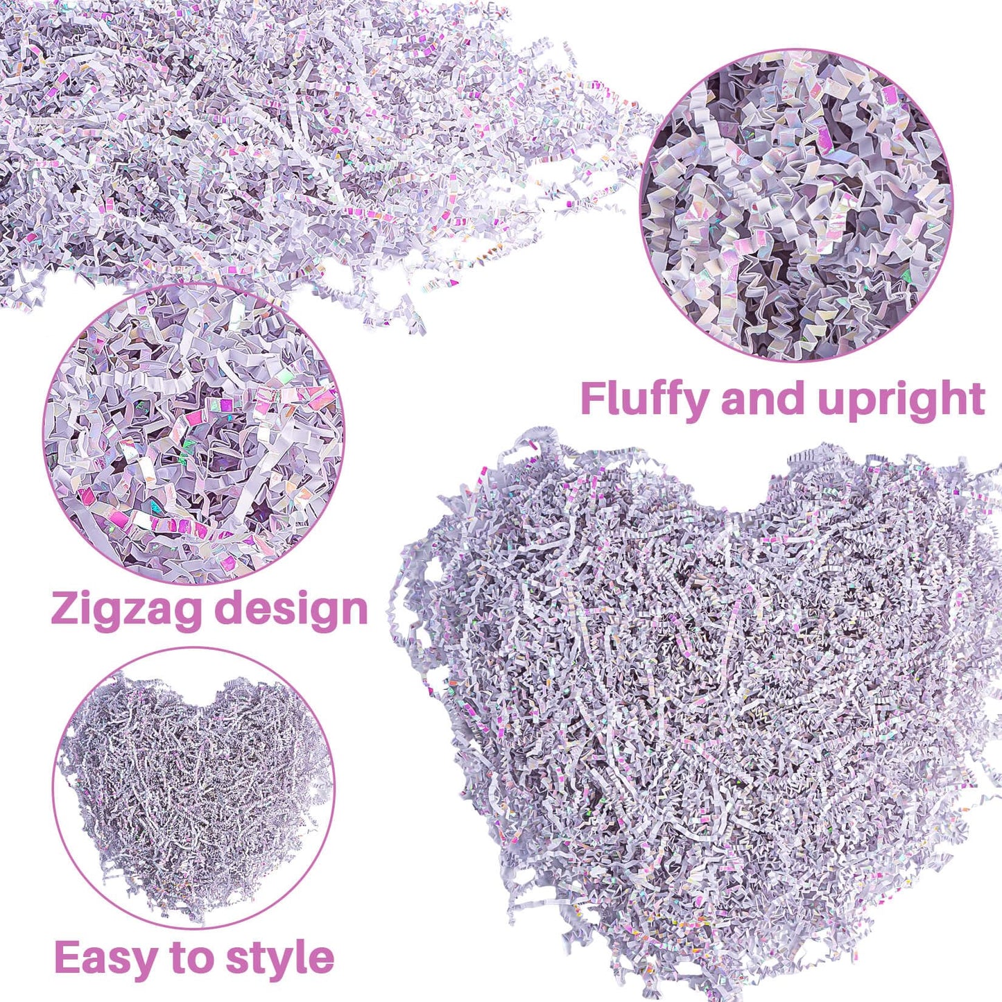 Sukh Diamond White Crinkle Paper Filler - Shredded Crinkle Cut Paper for Gift Baskets & Boxes, Protective Ornament Stuffing Grass for Wedding, Christmas, Valentine's Day, Birthday, Easter, Beauty 5OZ