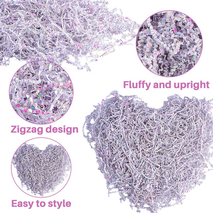 Sukh Diamond White Crinkle Paper Filler - Shredded Crinkle Cut Paper for Gift Baskets & Boxes, Protective Ornament Stuffing Grass for Wedding, Christmas, Valentine's Day, Birthday, Easter, Beauty 5OZ