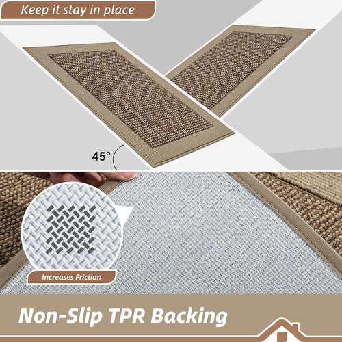 BEQHAUSE Indoor Door Mat - Non-Slip, Washable, Stain-Resistant Entryway Rug | 20"x32", Taupe
