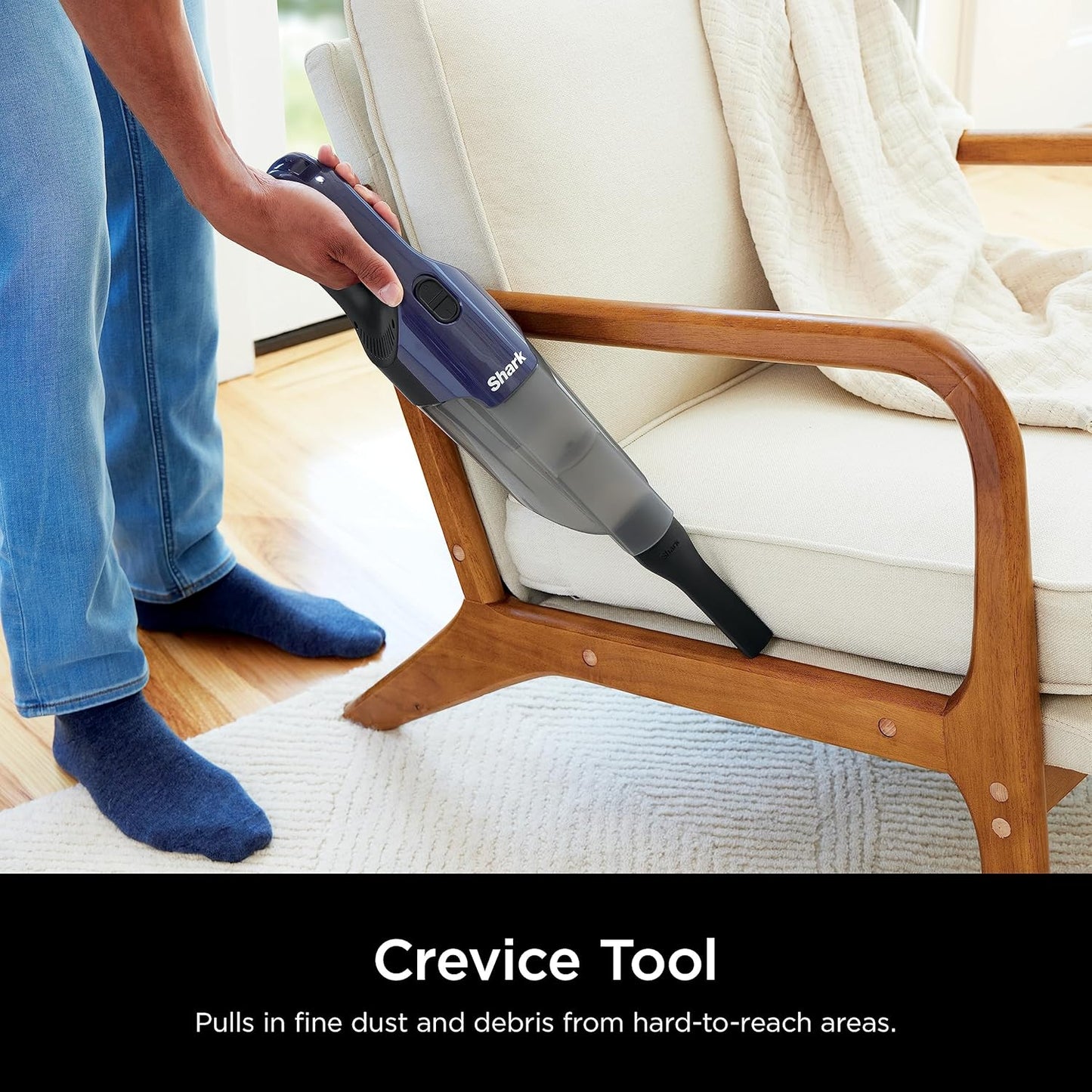 Shark Cyclone Handheld Vacuum - HyperVelocity Suction with 8" Crevice Tool | Navy Blue/Grey