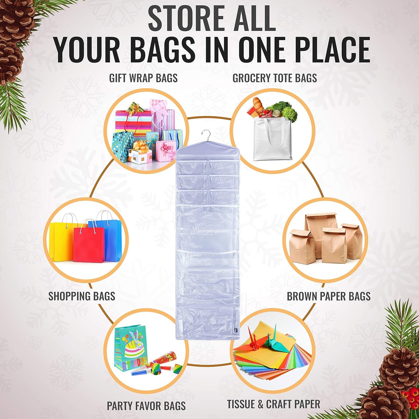 Regine Switzerland Large Double-Sided Gift Bag Organizer - Tissue Paper Holder in White