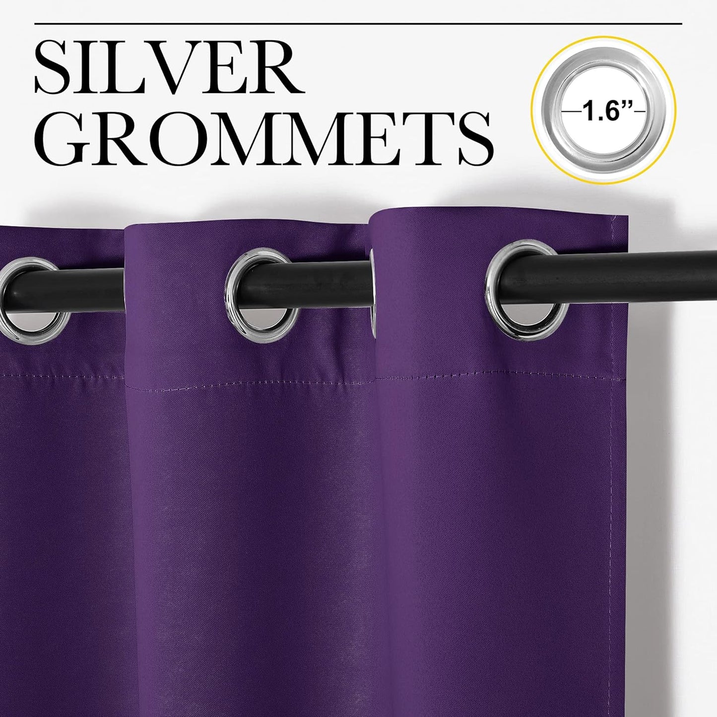 NICETOWN Thermal Curtains - Insulated Blackout Draperies for Bedroom | Set of 2, 34 x 63 Inch, Royal Purple