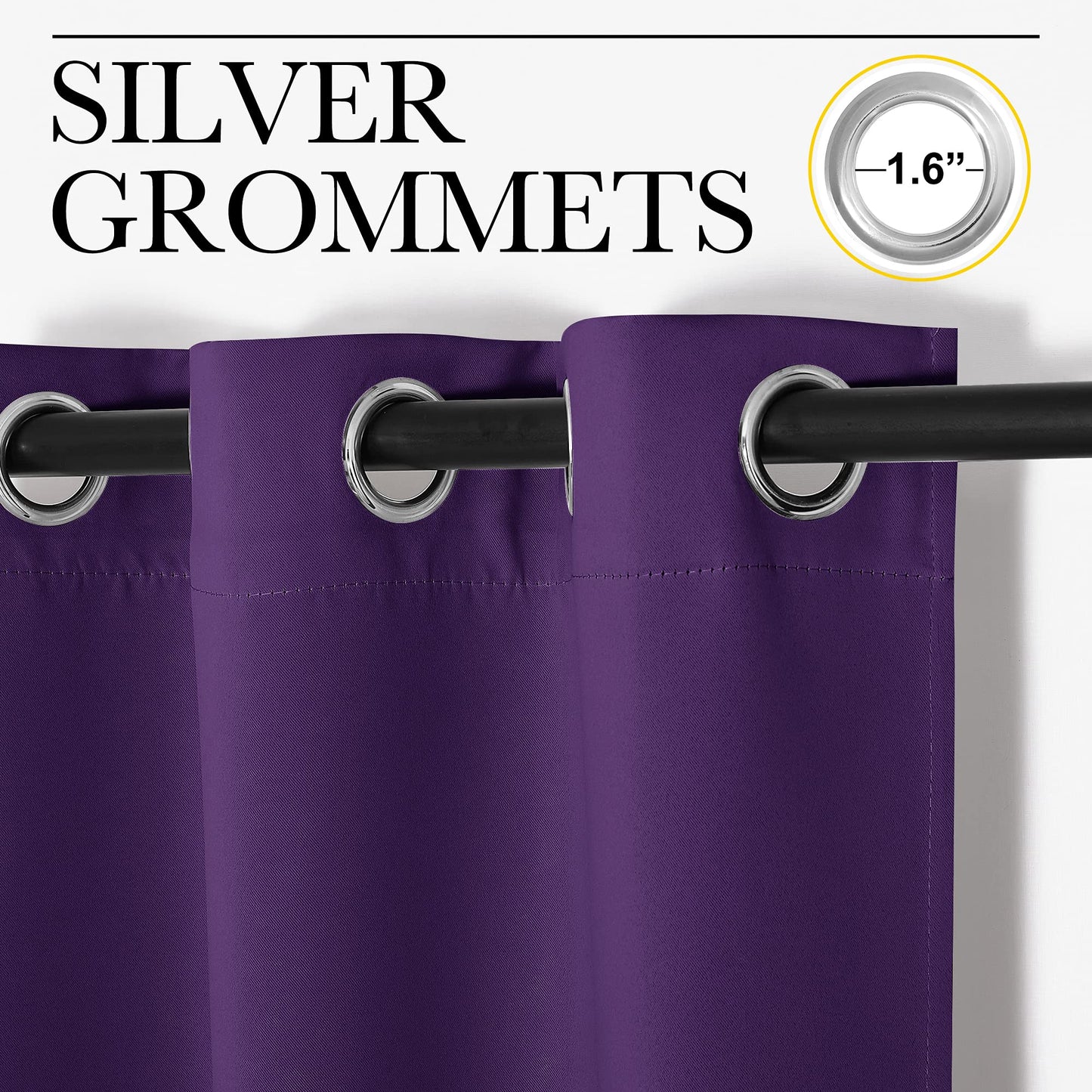 NICETOWN Thick Blackout Curtain and Drapes - Thermal Insulated Grommet Top Window Draperies for Bedroom, Block Out Light Curtain Panel (Royal Purple, 42 x 90, Pack of 2)