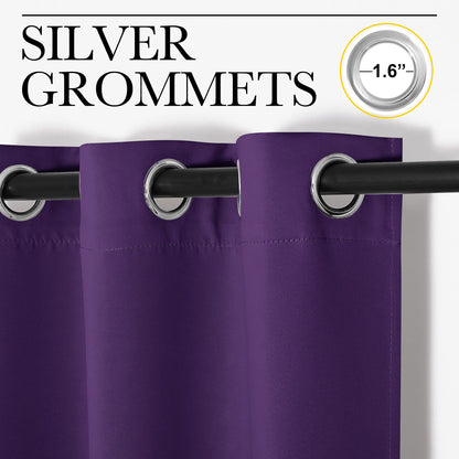 NICETOWN Thick Blackout Curtain and Drapes - Thermal Insulated Grommet Top Window Draperies for Bedroom, Block Out Light Curtain Panel (Royal Purple, 42 x 90, Pack of 2)