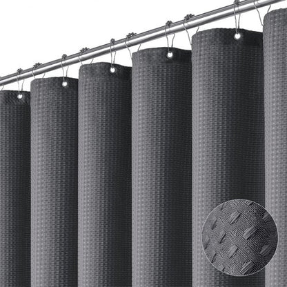 Dynamene Extra Wide Shower Curtain - 84 Inch Wide Waffle Weave Weighted Thick Cloth Bathroom Shower Curtain, Neutral Heavy Duty Hotel Bath Curtain Set with 14 Plastic Hooks, 84x72, Charcoal Grey