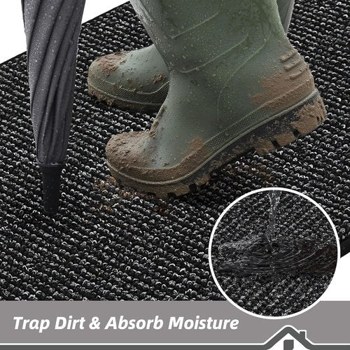 BEQHAUSE Dirt Trapper Door Mat - Non-Slip, Washable, Absorbent 20" x 48" Black Entrance Mat