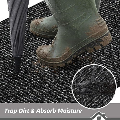 BEQHAUSE Dirt Trapper Door Mat - Non-Slip, Washable, Absorbent 20" x 48" Black Entrance Mat