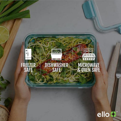 Ello Duraglass Meal Prep Sets - Leak-Proof Glass Food Storage Containers | BPA-Free, Dishwasher Safe