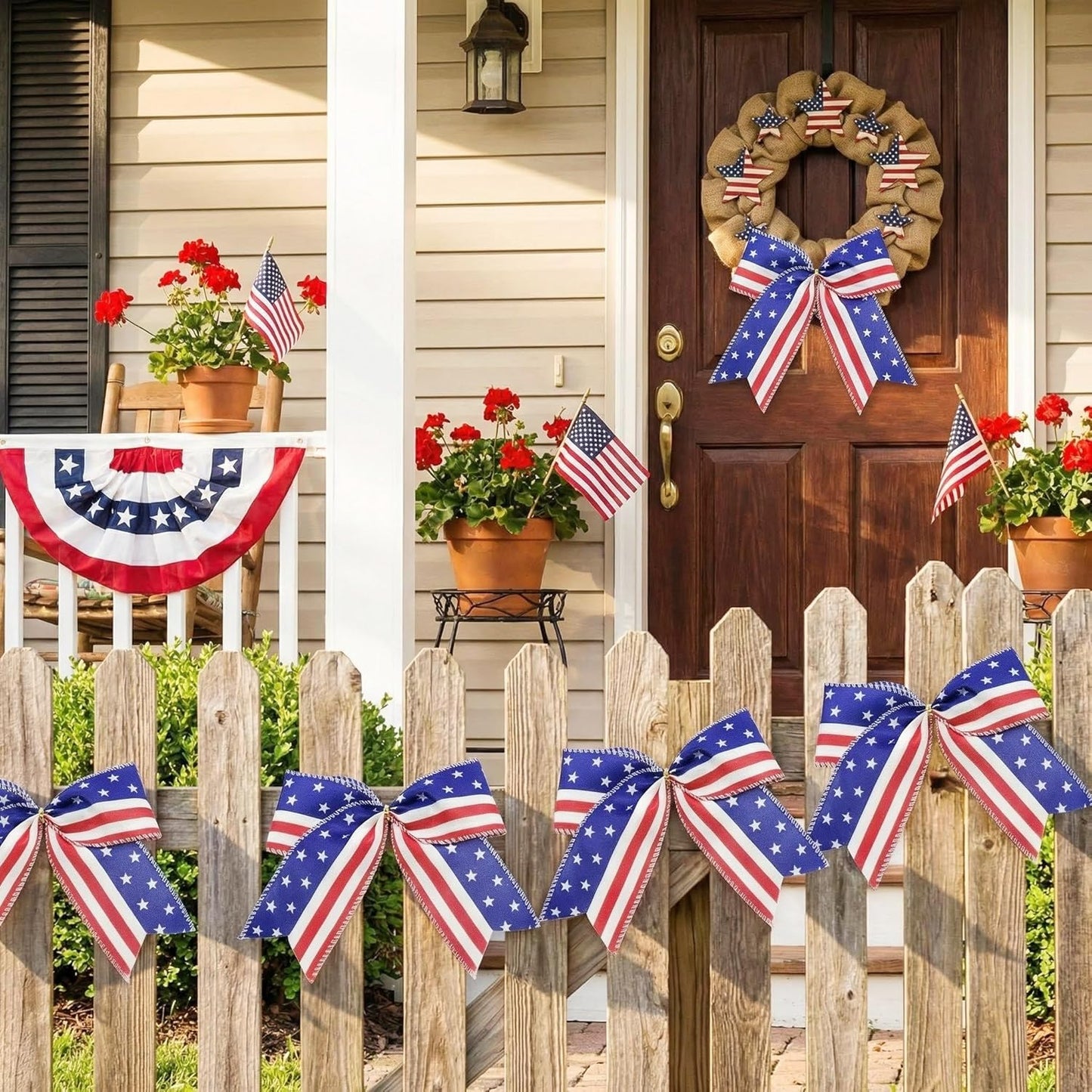 Regine Switzerland Patriotic USA Bows - 12 Pack Red White Blue Decorations for 4th of July & Memorial Day