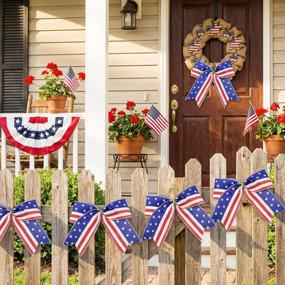 Regine Switzerland Patriotic USA Bows - 12 Pack Red White Blue Decorations for 4th of July & Memorial Day