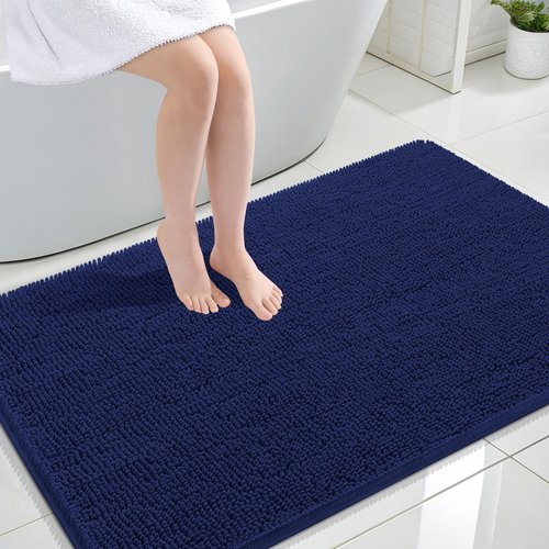 OLANLY Bathroom Rugs 47x32, Extra Soft Absorbent Chenille Bath Rugs, Rubber Backing Quick Dry, Machine Washable Bath Mats for Bathroom Floor, Tub and Shower, Home Decor Accessories, Twilight Sapphire