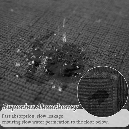 Mrs Awesome Soft 100% Cotton Bath Mat with Hot-melt Non-Slip Backing, 20" x 32" Comfortable & Absorbent Washable Textured Woven Rug for Bathroom, Black