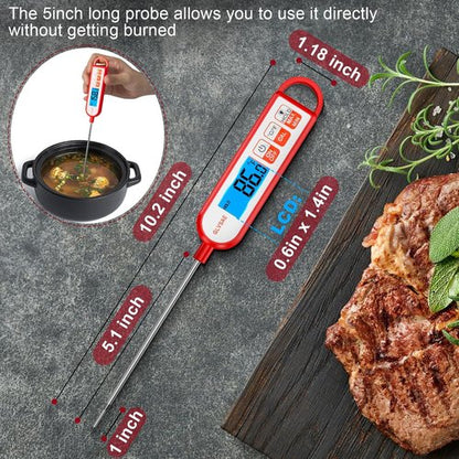 GLVSAE Digital Meat Thermometer - Instant Read in 1-2 Seconds | Waterproof Extended Probe for Cooking & BBQ