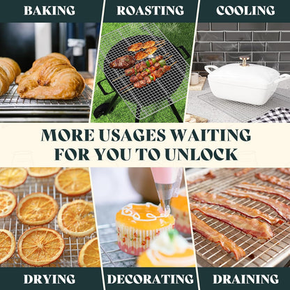 Premium Stainless Steel Cooling Racks by [Brand Name] - Heavy Duty Oven Safe | 11.5"x16.5" Set of 2 for Baking & Roasting