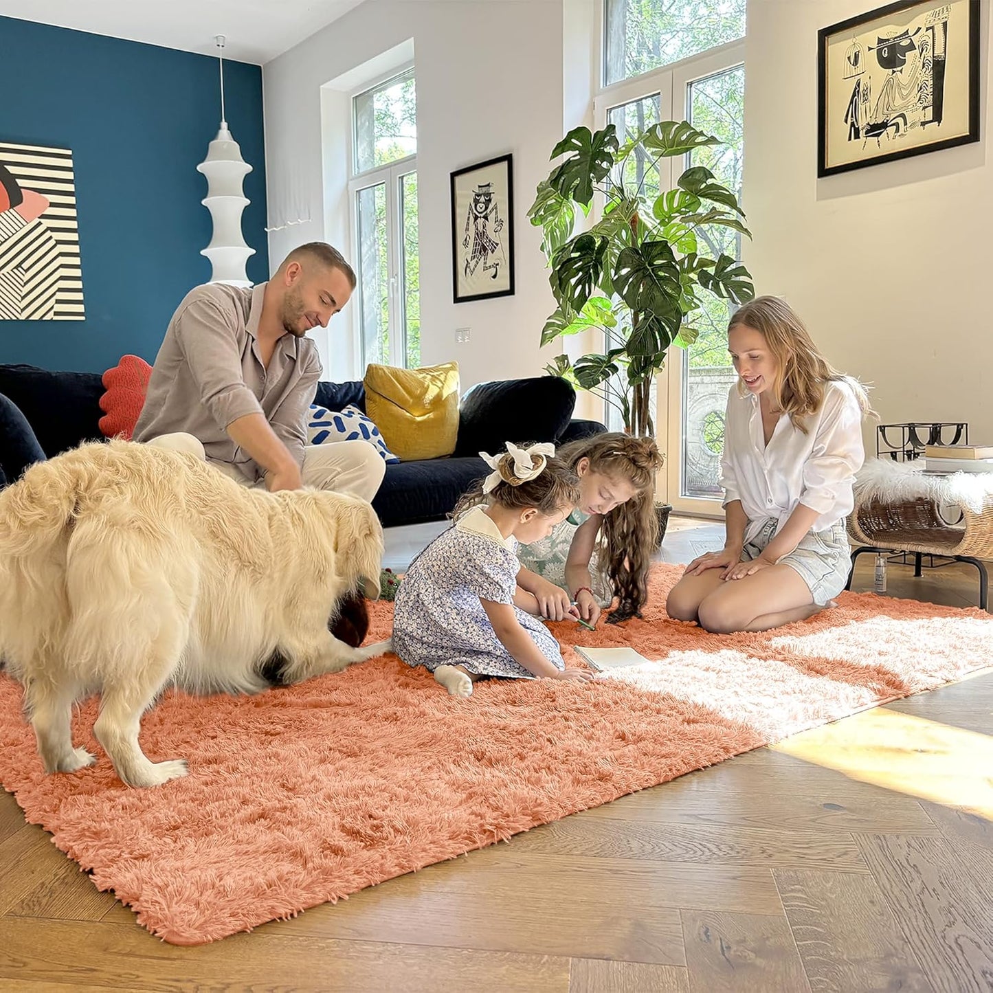 OLANLY Runner Rugs - Soft Fluffy Machine Washable 2x8 for Hallway & Bedroom | Muted Orange Decor