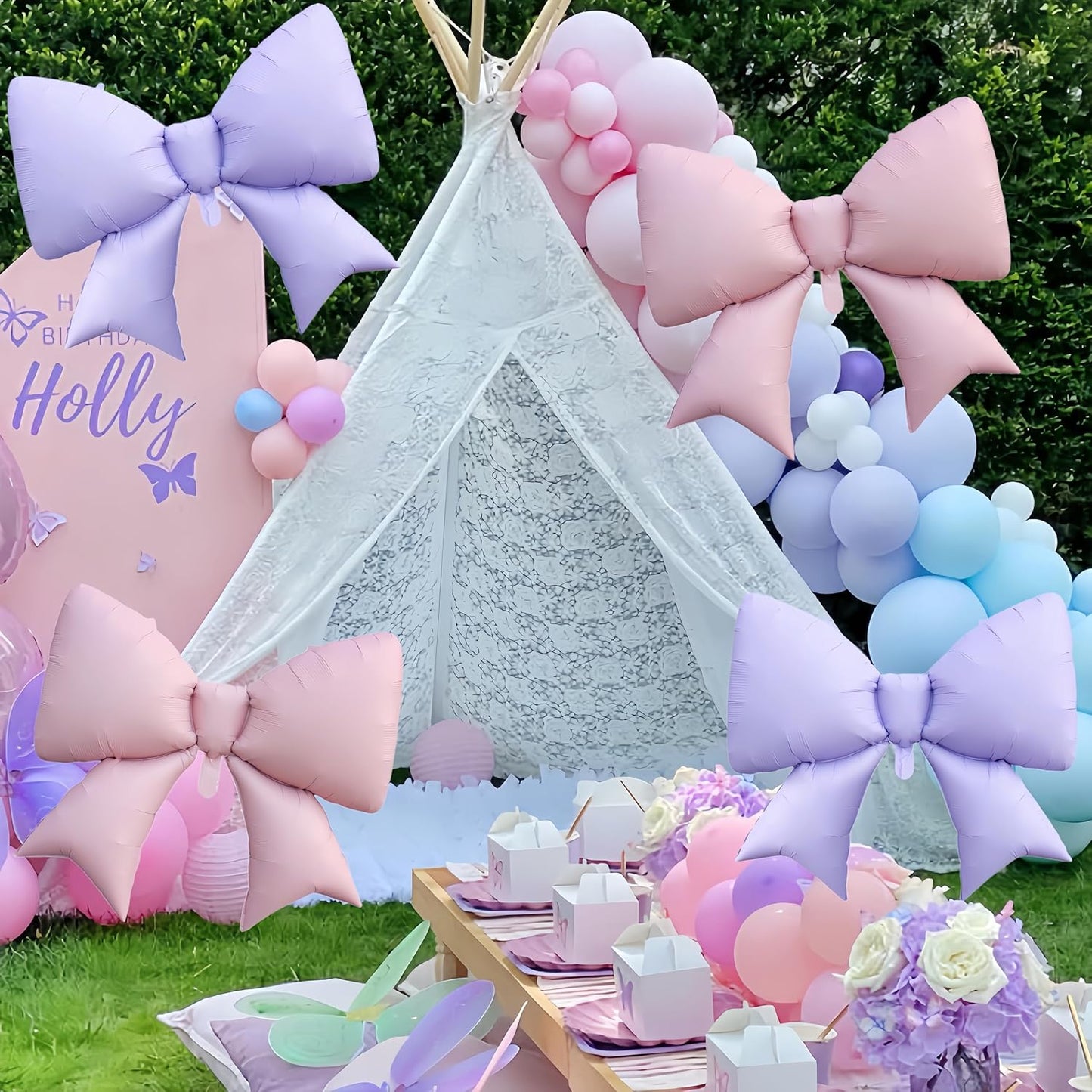 Skiennix 38-Inch Giant Pink Bow Balloons - Perfect for Birthday, Bachelorette & Wedding Celebrations