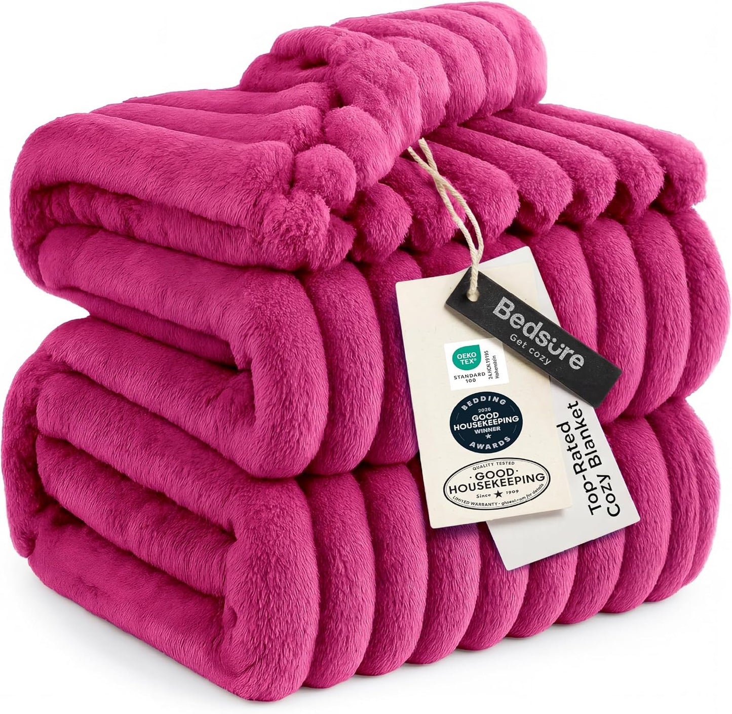 Bedsure GentleSoft Hot Pink Queen Blanket - Cozy, Soft Throw for Women | 90x90 Inches