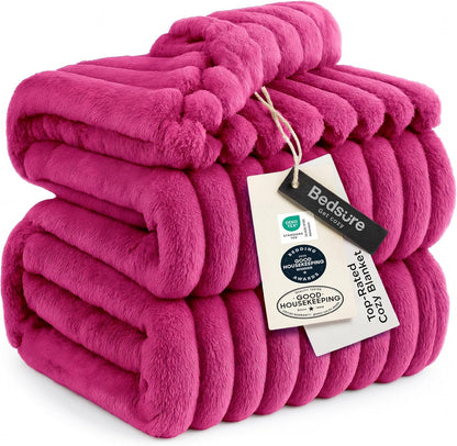 Bedsure GentleSoft Hot Pink Queen Blanket - Cozy, Soft Throw for Women | 90x90 Inches