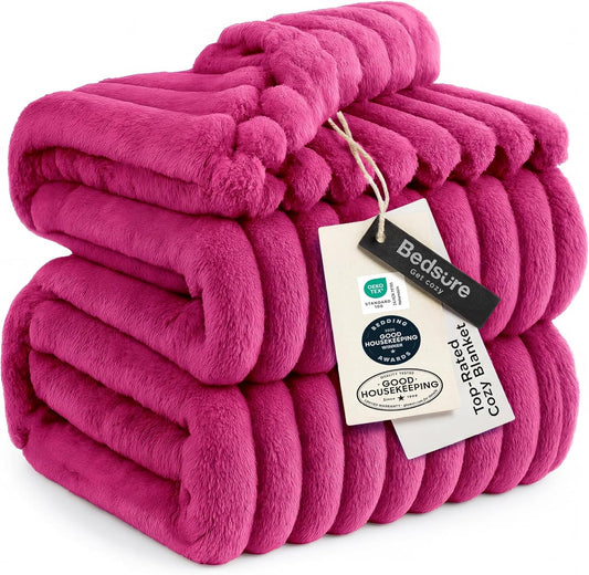 Bedsure GentleSoft Hot Pink Queen Blanket - Cozy, Soft Throw for Women | 90x90 Inches