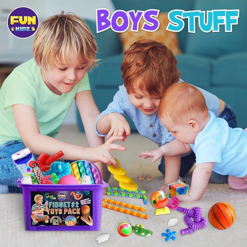 FunKidz Fidget Pack Box - Sensory Toys for Kids 4-12 | Portable Treasure Box for Parties & Gifts