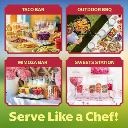 Honeyera Chilled Condiment Server | Hosting Essentials for Up to 80 Oz of Ice | Mimosa Bar Supplies Drain Plug | BPA-Free Taco Bar/Salad Bar | Food-Safe Condiment Caddy (Parent) (Black, 1 Pack)