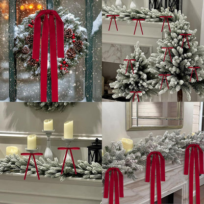 Ouddy Life 28 Pcs Red Velvet Bows - Elegant Christmas Tree Decorations & Ornaments for Holiday Decor