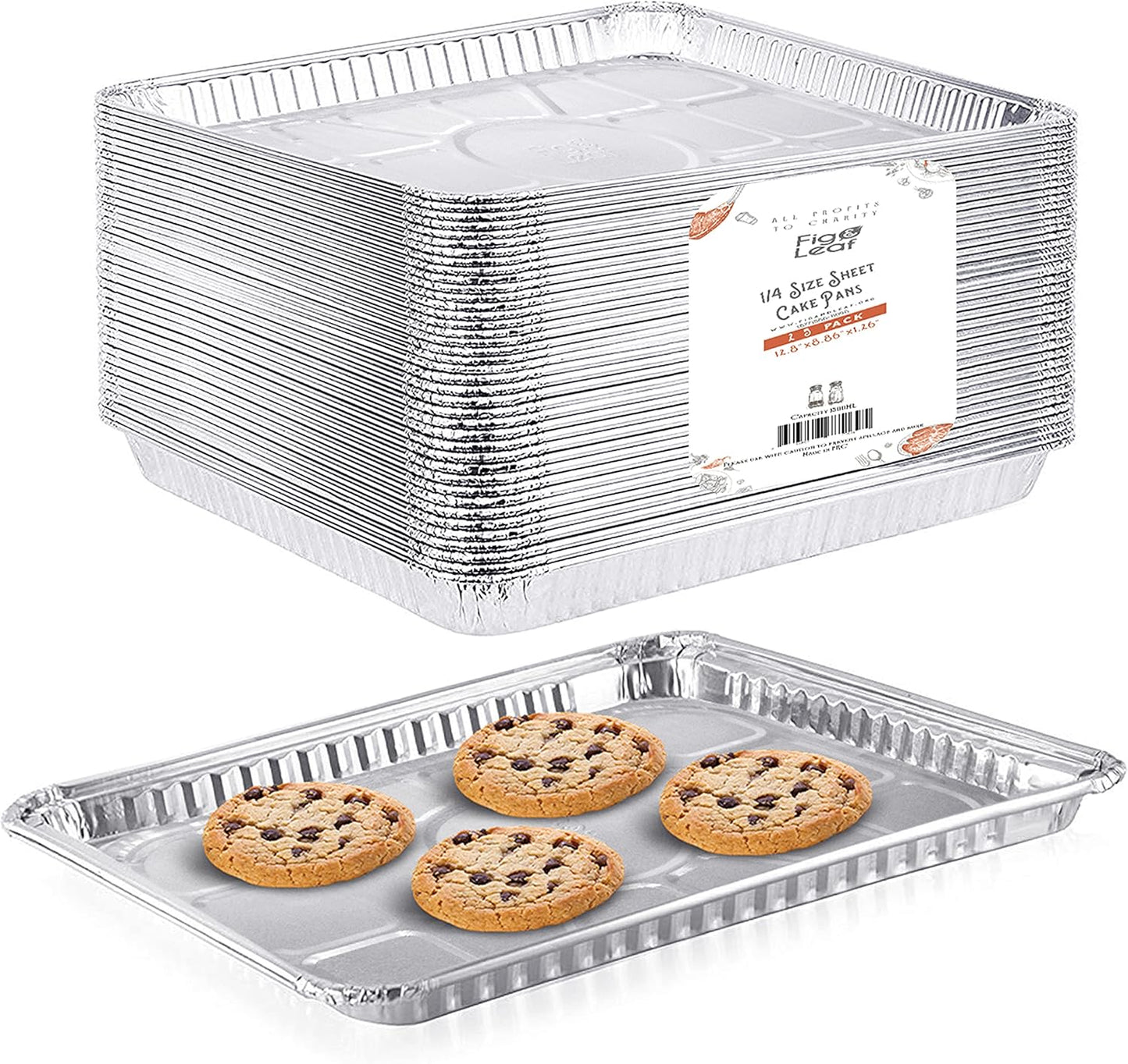 Regine Switzerland Disposable Aluminum Foil Baking Sheets - 1/4 Size Cookie Trays | Heavy Duty Nonstick, 12.8” x 8.9”