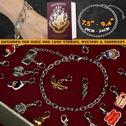 Harry Potter Advent Calendar 2025 - Charm Bracelet Jewelry Set with 23 Charms | Christmas Countdown Gift for Girls (Burgundy)