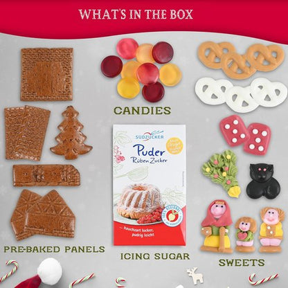 Gingerbread House Kit - DIY Christmas Decorating for Kids & Adults | Pre-Baked 32 Oz with 7 Panels, Icing & Candies