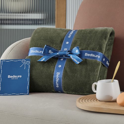 Bedsure GentleSoft Fleece Throw XL Blanket Olive Green - 300GSM Soft Lightweight Plush Cozy Blankets for Bed, Sofa, Couch, Travel, Camping, 50x70 inches