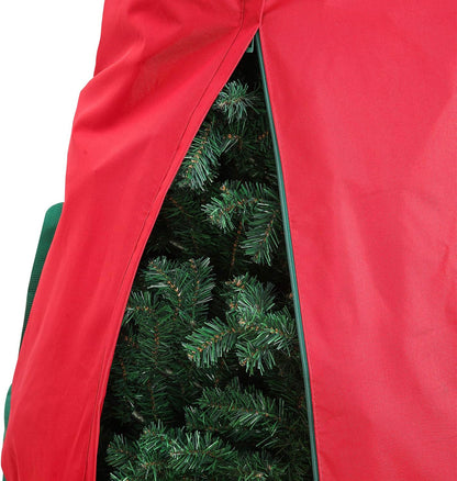 Sattiyrch Christmas Tree Storage Bag - Heavy Duty 600D Canvas for 7.5 ft Trees | Red with Zipper & Handles