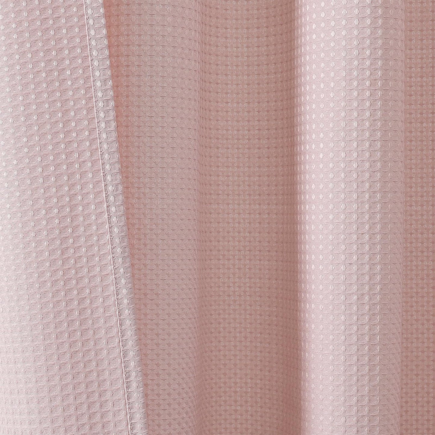 OVZME Extra Long Shower Curtain Set - 84 Inch Long Waffle Weave Heavy Duty Cloth Shower Curtain for Bathroom, Luxury Weighted 230GSM Bath Curtain Set with 12 Plastic Hooks, 72x84, Blush Pink