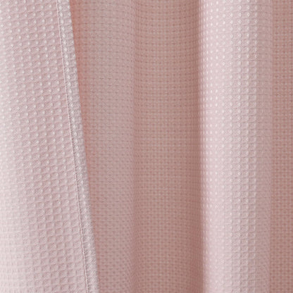 OVZME Extra Long Shower Curtain Set - 84 Inch Long Waffle Weave Heavy Duty Cloth Shower Curtain for Bathroom, Luxury Weighted 230GSM Bath Curtain Set with 12 Plastic Hooks, 72x84, Blush Pink