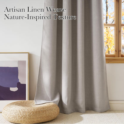 NICETOWN Blackout Curtains | Short Faux Linen Angora | 63-Inch Privacy Panels for Kitchen & Living Room, 2 Panels