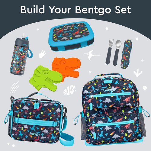 Bentgo Kids Prints Bento-Style Lunch Box - Leak-Proof, 5 Compartments, Durable & Dishwasher Safe (Dinosaur)