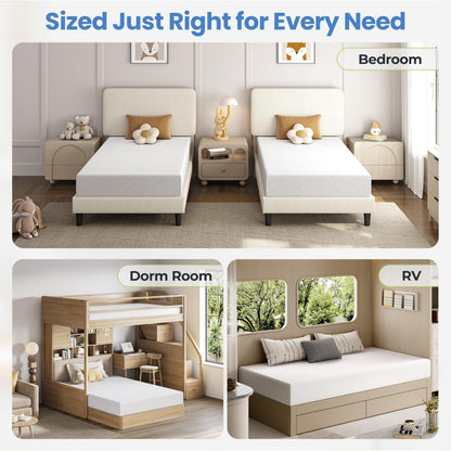Yaheetech 8 Inch Twin Mattress 3 Foam Layer Cooling Gel Memory Foam Mattresses, Green Tea for Fresher Sleep, Medium Firm, CertiPUR-US Certified, Twin Size Mattress in a Box