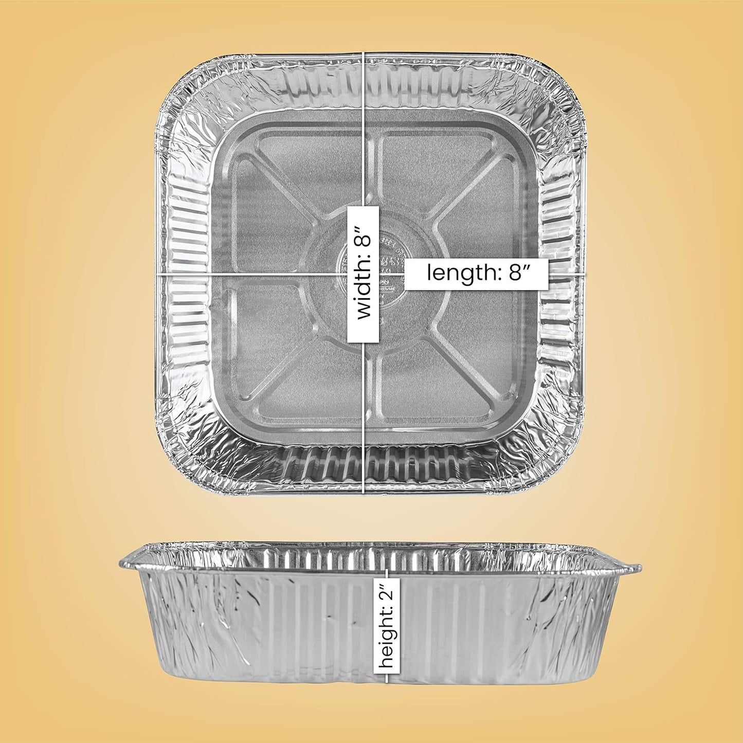PLASTICPRO Aluminum Foil Baking Pans - 8'' Square Bakeware for Cakes, Breads & More | Pack of 10