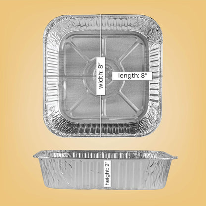 PLASTICPRO Aluminum Foil Baking Pans - 8'' Square Bakeware for Cakes, Breads & More | Pack of 10