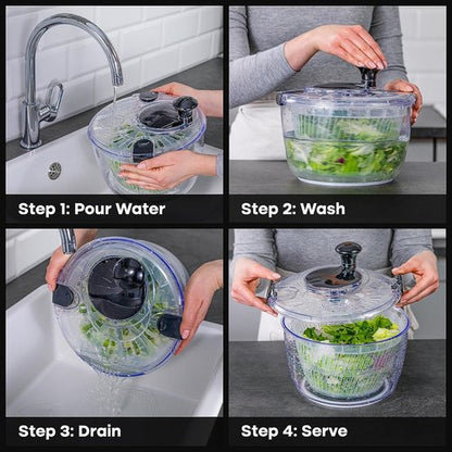 Joined Salad Spinner - Multi-Use Lettuce Dryer & Vegetable Washer | 5.28 Qt with Drain, Bowl & Colander