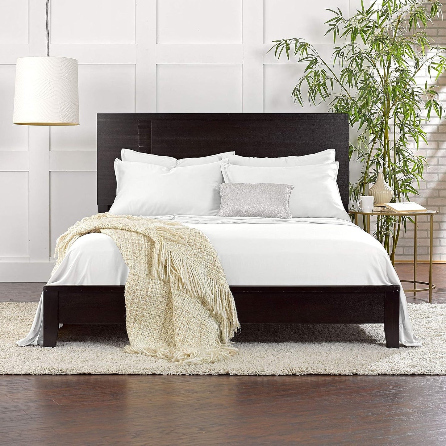 Pure Bamboo Split King Sheets - 100% Organic Viscose Bed Sheet Set, Soft & Cooling, 2 Fitted Sheets (White)