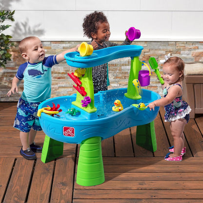 Step2 Rain Showers Splash Pond Water Table - Kids Sensory Playset with 13 Accessories | Blue & Green, Ages 1.5+