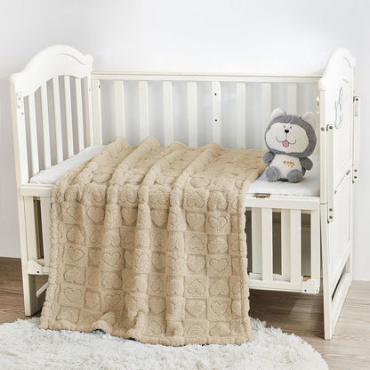 Yurhap Fleece Baby Blanket - Ultra Soft Heart Checkered Design | Cozy 30"x40" Gift for Boys & Girls