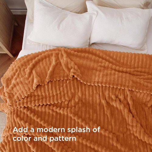 Bedsure GentleSoft Full Blanket - Cozy Orange Fleece Throw for Couch | Perfect Gift for Women, 84x90 Inches