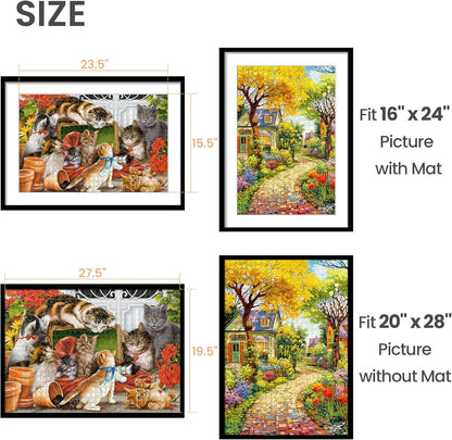Upsimples Picture Frame Set of 5 - 20x28 Inch Frames for 16x24 Posters | Black Wall Display