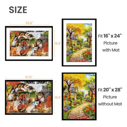 upsimples 20x28 Picture Frame Set of 5, Display Poster 16x24 with Mat or 50.8x71.1 cm Without, Wall Hanging 1000 Pieces Puzzles Frames, Black