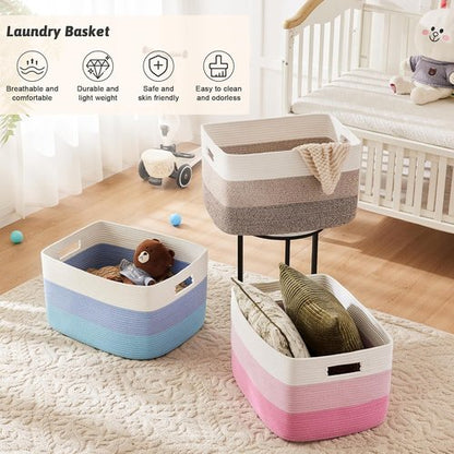 Artfeel Woven Storage Basket - 65L Rectangle Laundry Basket for Blankets, Toys & Magazines | Nursery & Living Room