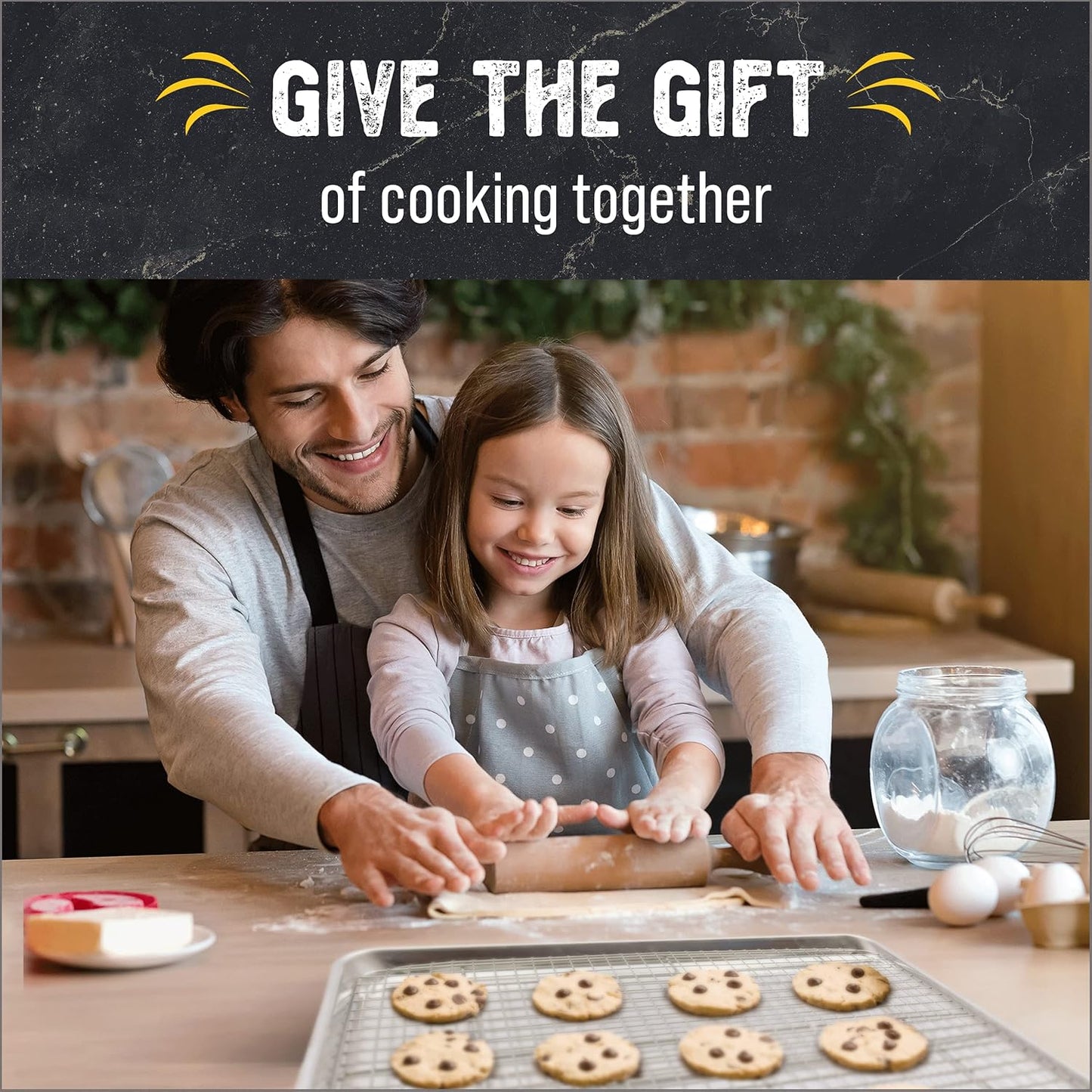 Checkered Chef Baking Sheet Pan & Cooling Rack - 18" x 13" Aluminum Cookie Sheet with Stainless Steel Rack