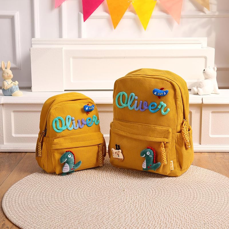 Personalized Toddler Backpack for Girls - Small Corduroy School Bag