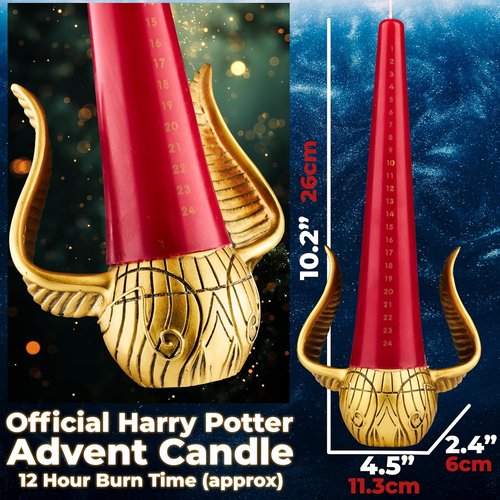 Harry Potter Advent Calendar 2025 - Candle & Holder Set with Tapered Unscented Candles | Christmas Countdown Decor