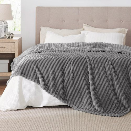 Bedsure GentleSoft Frost Gray Fleece Blanket for Couch - Cozy Soft Blankets for Women, Cute Small Throws for Girls, 108x90 Inches